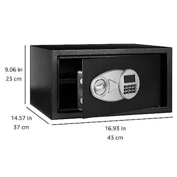 Amazon Basics Steel Security Safe with Programmable Electronic Keypad - Secure Valuables, Cash, Jewe...