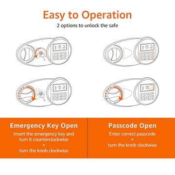 Amazon Basics Steel Security Safe with Programmable Electronic Keypad - Secure Valuables, Cash, Jewelry, ID Documents - Black, 1 Cubic Feet, 16.93" W x 14.57" D x 9.06" H