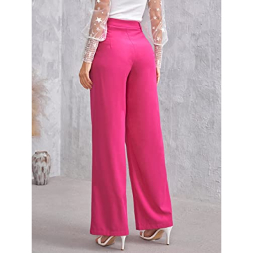 Stylish High Waisted Palazzo Pants for Women in Hot Pink