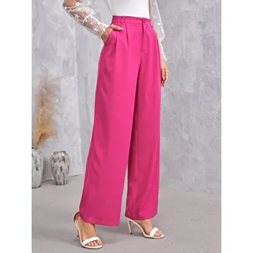 Stylish High Waisted Palazzo Pants for Women in Hot Pink