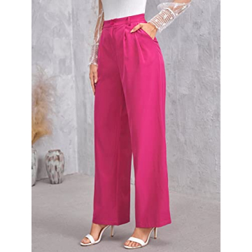 Stylish High Waisted Palazzo Pants for Women in Hot Pink
