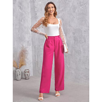Stylish High Waisted Palazzo Pants for Women in Hot Pink
