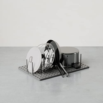 Peggy Kitchen Drawer Cupboard Organizer Tray - Adjustable Storage System For Food Containers, Cookware, Serveware, Utensils and More, Grey