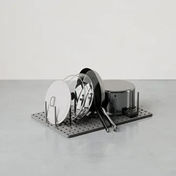 Peggy Kitchen Drawer Cupboard Organizer Tray - Adjustable Storage System For Food Containers, Cookware, Serveware, Utensils and More, Grey