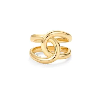 PAVOI 14K Gold Plated Chunky Interlock Ring for Women