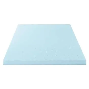 Best Price Mattress 4 Inch Ventilated Memory Foam Mattress Topper, Cooling Gel Infusion, CertiPUR-US Certified, Short Queen Light Blue