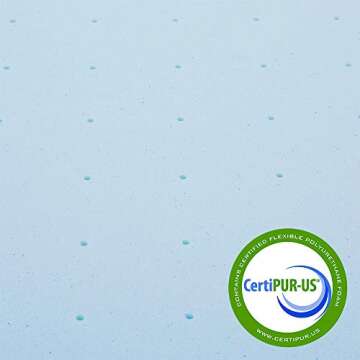 Best Price Mattress 4 Inch Ventilated Memory Foam Mattress Topper, Cooling Gel Infusion, CertiPUR-US Certified, Short Queen Light Blue