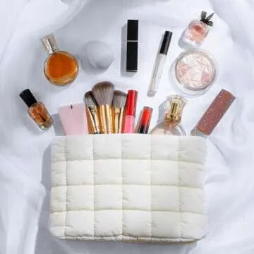 Hillban Stylish Puffy Quilted Makeup Bag for All Your Essentials