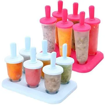 CHICHIC Popsicle Molds Ice Pop Makers Ice Pop Molds Ice Bar Maker Plastic Popsicle Mold, Kids Ice Cream Tray Holder Lolly Pops, Kitchen Supply(Blue Small)
