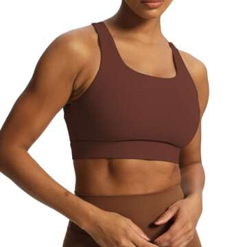 Aoxjox Women's Workout Sports Bras High Impact Fitness Backless Padded Training Gym Khloe Bra Yoga Crop Tank Top (Rum Raisin, Small)