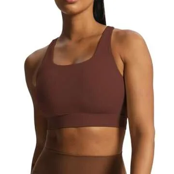 Aoxjox Women's Workout Sports Bras High Impact Fitness Backless Padded Training Gym Khloe Bra Yoga Crop Tank Top (Rum Raisin, Small)