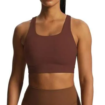 Aoxjox Women's Workout Sports Bras High Impact Fitness Backless Padded Training Gym Khloe Bra Yoga Crop Tank Top (Rum Raisin, Small)