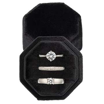 Giftop Equal Octagon Velvet Ring Box Storage for Wedding Ceremony