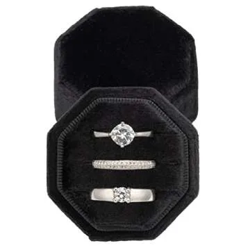 Giftop Equal Octagon Velvet Ring Box Storage for Wedding Ceremony