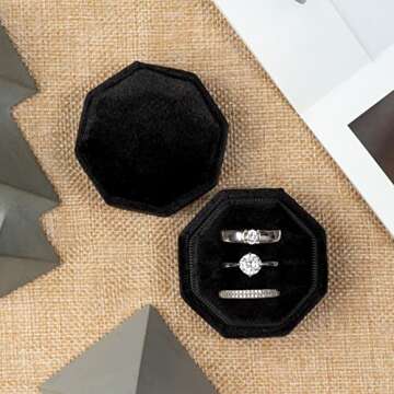 Giftop Velvet Ring Box with 3 Slots for Wedding Gifts