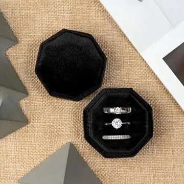 Giftop Velvet Ring Box with 3 Slots for Wedding Gifts