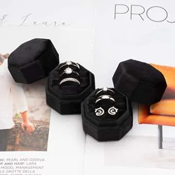 Giftop Velvet Ring Box with 3 Slots for Wedding Gifts