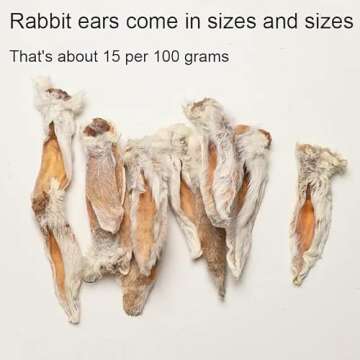 Air Dried Rabbit Ears - Dehydrated Rabbit Ears for Dogs & Cats, Rabbit Ear with Fur - high Value Dog Training Treat Healthy Snack 70g per Bag (10-15 Ears)