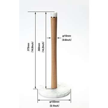 jalz jalz Paper Towel Holder Countertop Standing Paper Towel Roll Holder for Kitchen Bathroom Marble Base and Acacia Wood Stand,13.3'' Kitchen Paper Towel Roll Holder Stand kitchen paper towels holder