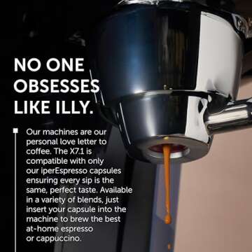 Illy X7.1 Espresso Single-Serve Machine, Barista Quality Espresso Machine for iperEspresso capsules with Milk Frother Steam Wand (Black)
