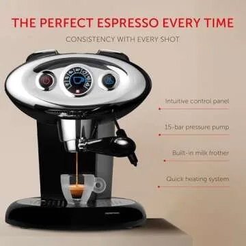 Illy X7.1 Espresso Single-Serve Machine, Barista Quality Espresso Machine for iperEspresso capsules with Milk Frother Steam Wand (Black)