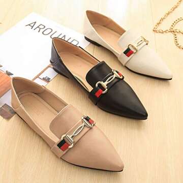 Modenpeak Classic Horsebit Slip-On Ballet Flats for Women