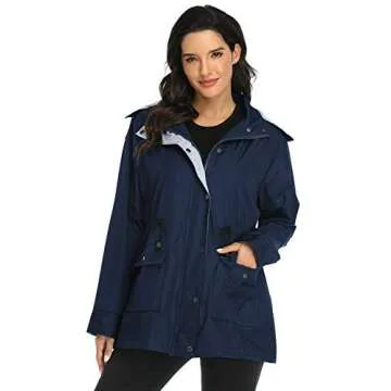 Arthas Women's Lightweight Rain Jacket Waterproof Breathable Raincoat with Hood Active Outdoor Hooded Windbreaker Trench Coats