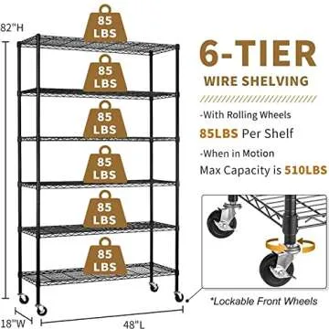 YYkokocat 6-Tier Wire Shelving Unit for Easy Organization