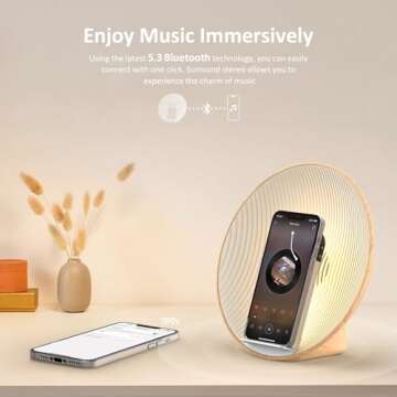 COLSUR Sunrise Alarm Clock Wake Up Light,Bluetooth Speaker,Wireless Charging,White Noise,Bedside Lamp,Bedroom,Snooze & Sleep Aid,Ideal for Gift