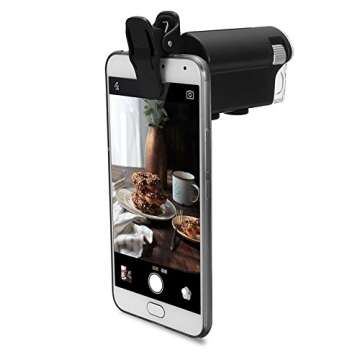 Hangang Universal Clip LED Zoom 60X-100X Pocket Microscope Magnifier for Cellphone UV Currency Detectting Biology Jewelry Appraisal Microscope