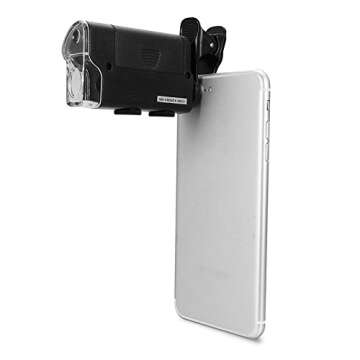Hangang Universal Clip LED Zoom 60X-100X Pocket Microscope Magnifier for Cellphone UV Currency Detectting Biology Jewelry Appraisal Microscope