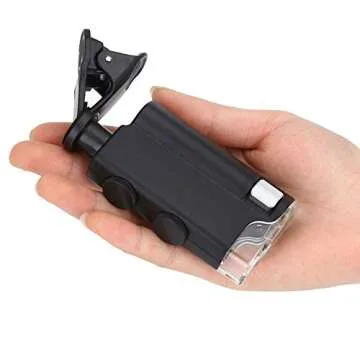 Hangang Universal Clip LED Zoom 60X-100X Pocket Microscope Magnifier for Cellphone UV Currency Detectting Biology Jewelry Appraisal Microscope