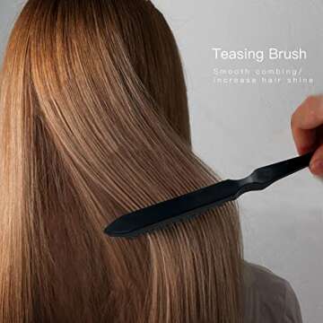3 Pieces Teasing and Styling Brush Set: Hair Brush with 3 Rows, Dual Edge Brush, and Sturdy Parting Comb for Brushing, Combing, and Slicking Hair (Black)
