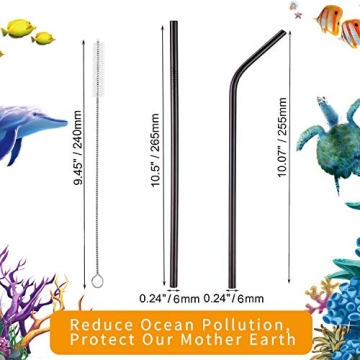 VEHHE Black Metal Reusable Stainless Steel Straws Gift