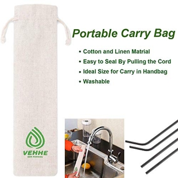 VEHHE Black Metal Reusable Stainless Steel Straws Gift