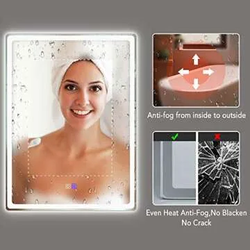 PexFix 32 x24 Inch LED Bathroom Vanity Mirror Dimmable Anti-Fog Frameless Makeup Mirror Horizontally and Vertically Wall-Mounted Lighted Mirror