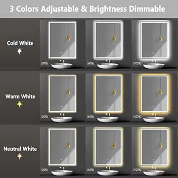 PexFix 32 x24 Inch LED Bathroom Vanity Mirror Dimmable Anti-Fog Frameless Makeup Mirror Horizontally and Vertically Wall-Mounted Lighted Mirror