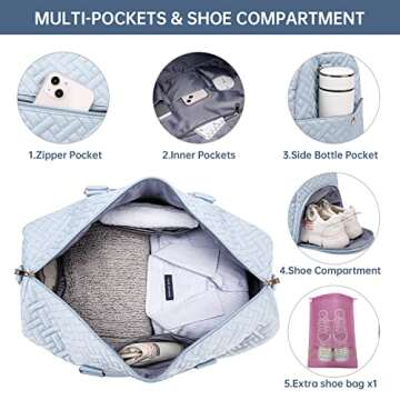 Stylish Weekender Travel Duffle Bag with Shoe Compartment