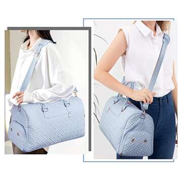 Stylish Weekender Travel Duffle Bag with Shoe Compartment