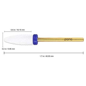 Pana Professional Ceramic White Flame Cone Shaped Bit Nail Drill 3/32" Shank Size (Medium, Flame Bit...