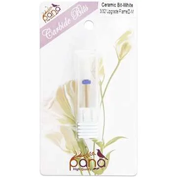 Pana Professional Ceramic White Flame Cone Shaped Bit Nail Drill 3/32" Shank Size (Medium, Flame Bit)
