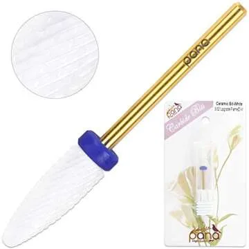 Pana Professional Ceramic White Flame Cone Shaped Bit Nail Drill 3/32" Shank Size (Medium, Flame Bit)