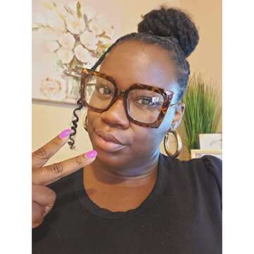 FEISEDY Oversized Square Anti Blue Light Glasses Block Eye Strain Glare Pearl Inlay Arm Cat Eye Fashion Glasses B2639