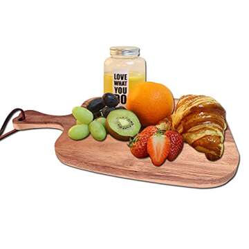 Acacia Wood Cutting Board With Handle Hardwood Small Chopping Board for Kitchen -Wooden Charcuterie Board, Vegetables, Fruits, Bread, Cheese, Crackers Serving Platter - Reversible, Smooth, Sturdy
