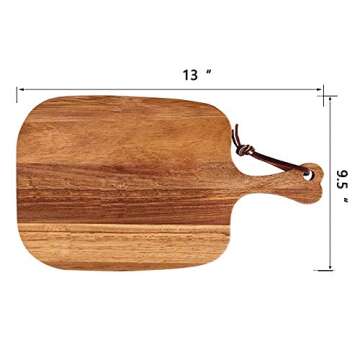 Acacia Wood Cutting Board With Handle Hardwood Small Chopping Board for Kitchen -Wooden Charcuterie Board, Vegetables, Fruits, Bread, Cheese, Crackers Serving Platter - Reversible, Smooth, Sturdy