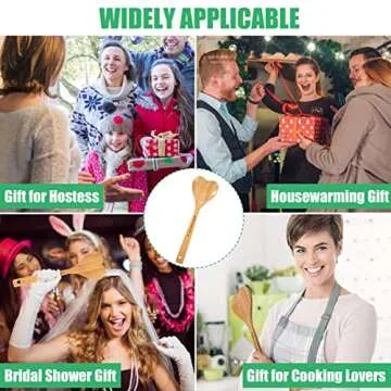 Bamboo Heart Shaped Spoon for Cooking - Wooden Cook with Love Spoon Kitchen Utensils, Valentines Mother's Day Gifts for Grandma Mom Couple Wife Hostesses House Warming