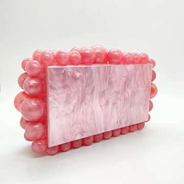 CUXVA Acrylic Clutch Purse for Women with Marbling Evening Handbag Square Box Crossbody Bag with Gli...