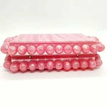 CUXVA Acrylic Clutch Purse for Women with Marbling Evening Handbag Square Box Crossbody Bag with Glitter Beads for Wedding Christmas Cocktail Party