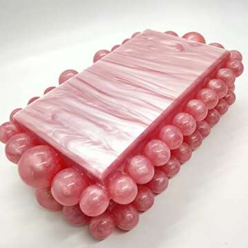 CUXVA Acrylic Clutch Purse for Women with Marbling Evening Handbag Square Box Crossbody Bag with Glitter Beads for Wedding Christmas Cocktail Party