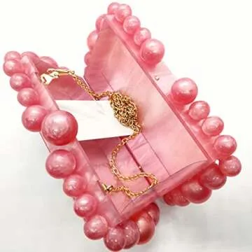 CUXVA Acrylic Clutch Purse for Women with Marbling Evening Handbag Square Box Crossbody Bag with Glitter Beads for Wedding Christmas Cocktail Party